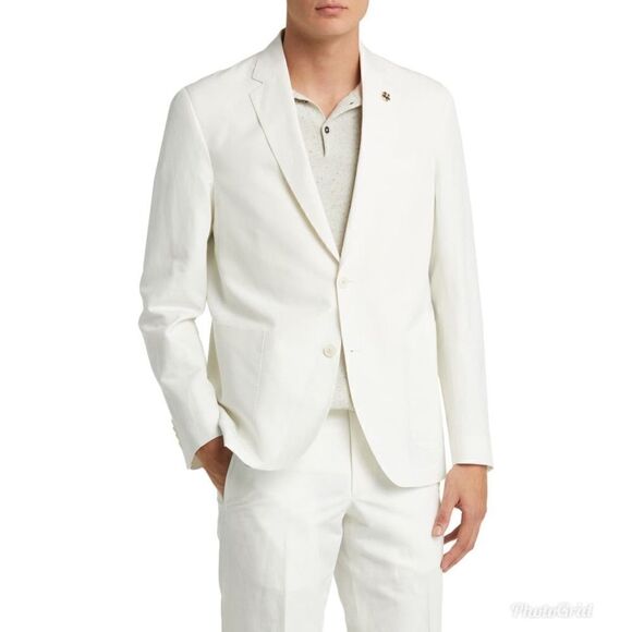 Revolve Ted Baker Tampa Soft Constructed Cotton & Linen Sport Coat in Ecru NWOT - Picture 1 of 12